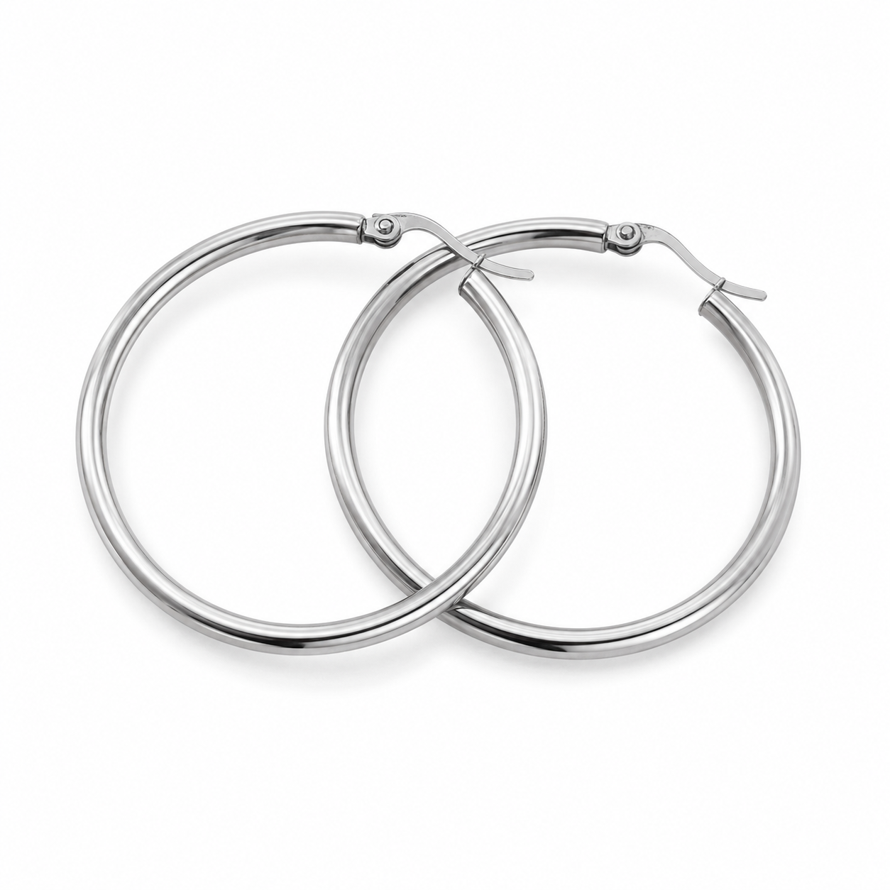PM013 – Silver Classic Polished Fat Hoop Minđuše
