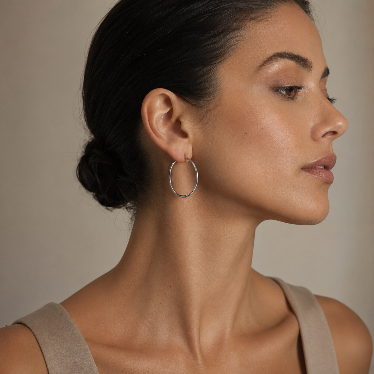 PM013 – Silver Classic Polished Fat Hoop Minđuše