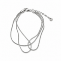 PN015 – Silver 3× Popcorn Chain Multi-Strand Narukvica