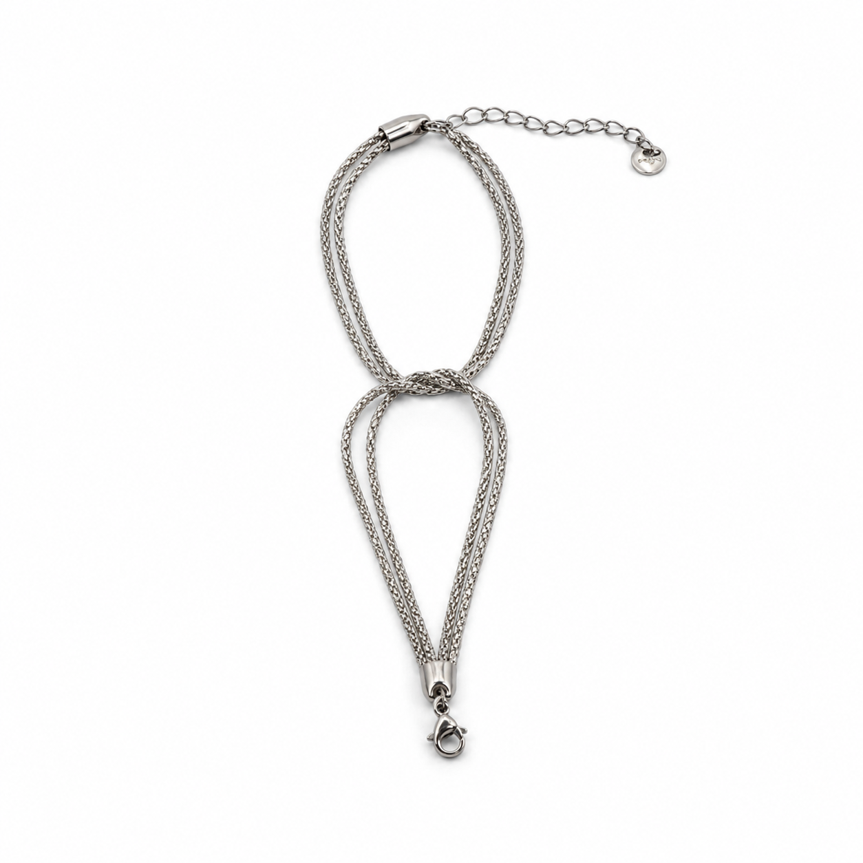 PN015 – Silver 3× Popcorn Chain Multi-Strand Narukvica