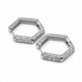 PM053 – Silver Hexagon Pave Minđuše
