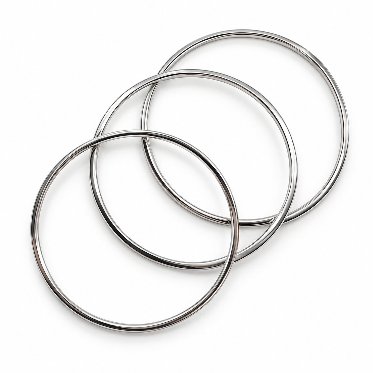 PNC036 - Silver 3-Piece Plain Polished Stacking Bangle Narukvica