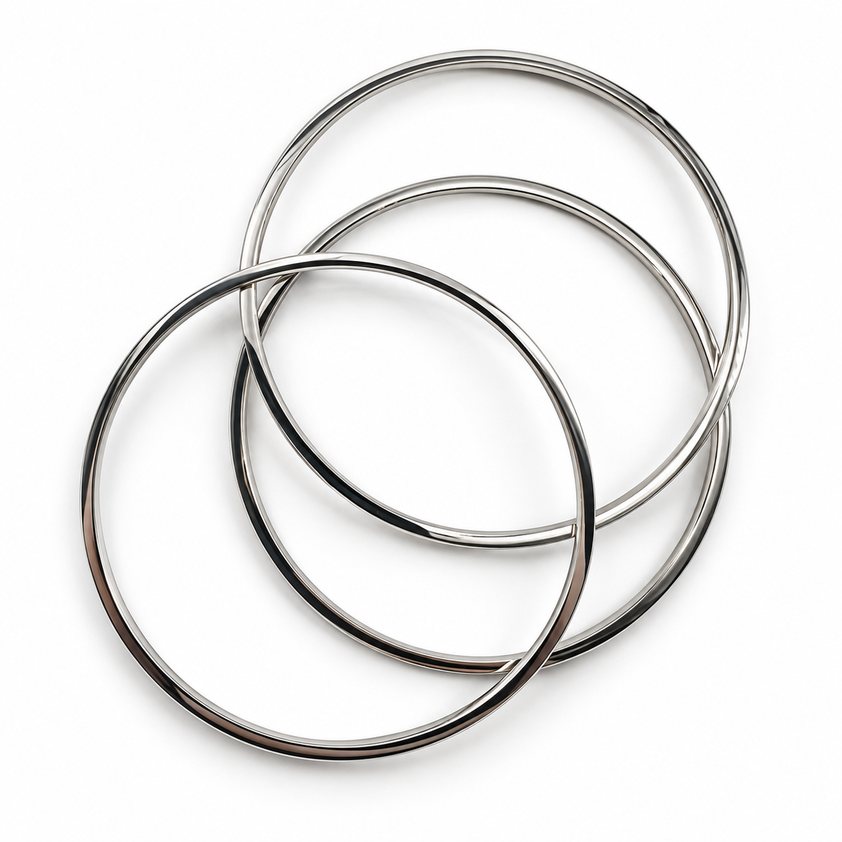 PNC036 - Silver 3-Piece Plain Polished Stacking Bangle Narukvica