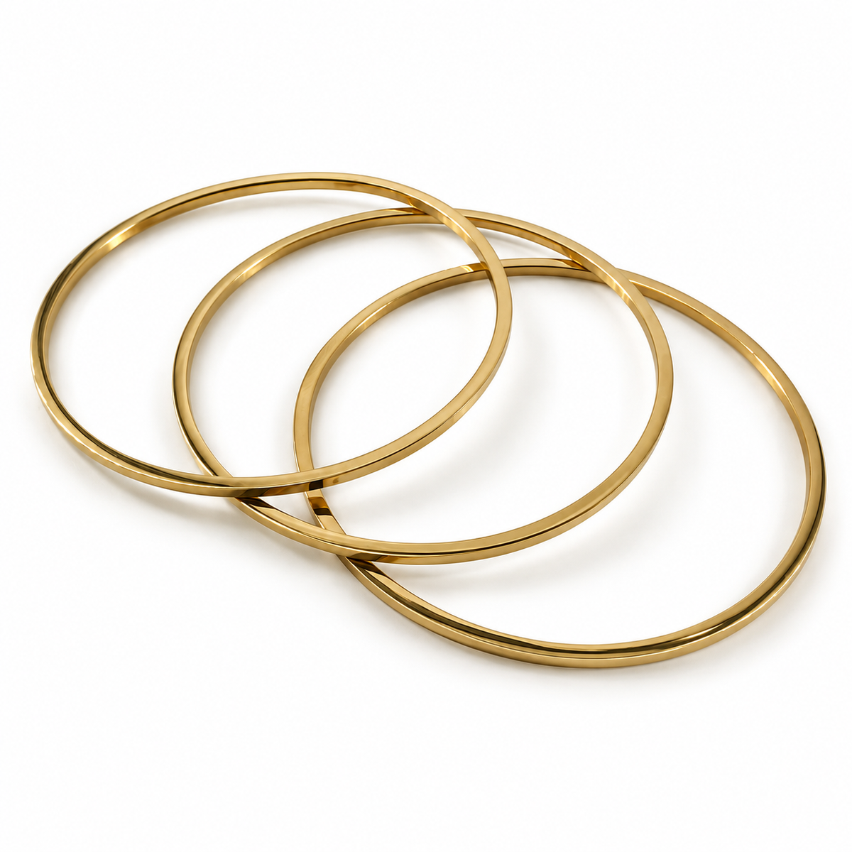 PNC013G - Gold 3-Piece Plain Polished Stacking Bangle Narukvica - prikaz seta