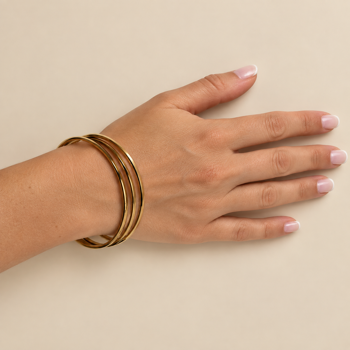 PNC013G - Gold 3-Piece Plain Polished Stacking Bangle Narukvica