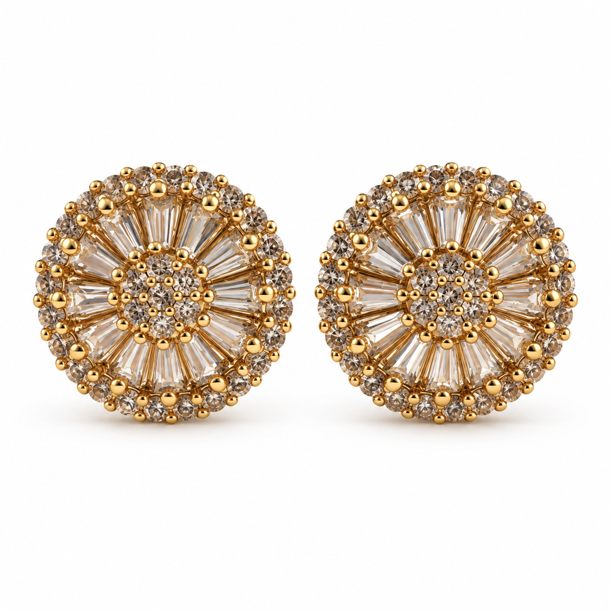 PM097G - Gold Floral Sparkle Clip-On Minđuše