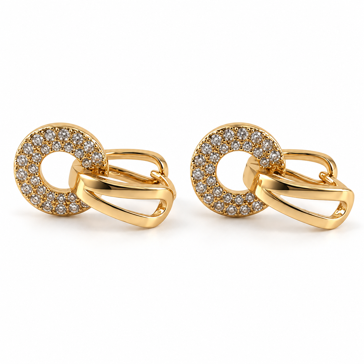 PM103G - Gold Pavé Circle Knot Huggie Minđuše sa cirkonima od hirurškog čelika
