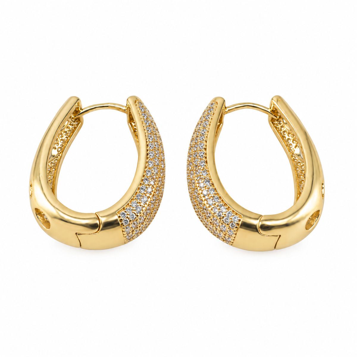 PM101G - Gold Four-Line Sparkle Huggie Minđuše
