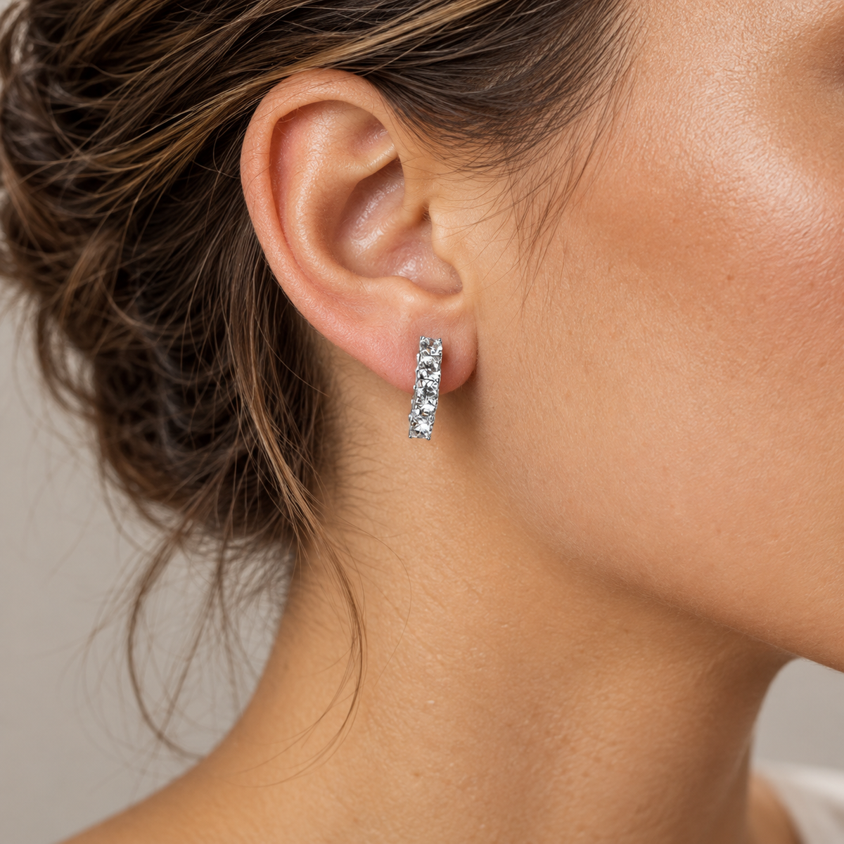 PM180 - Silver Five Stone CZ Leverback Minđuše