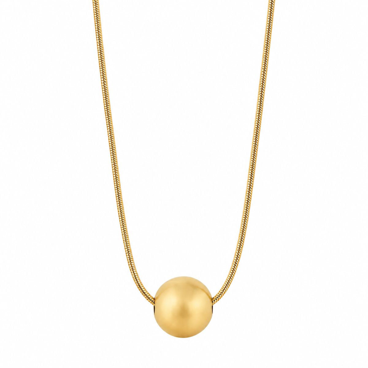 PO017G - Gold Smooth Ball Snake Chain Ogrlica sa glatkom poliranom kuglom