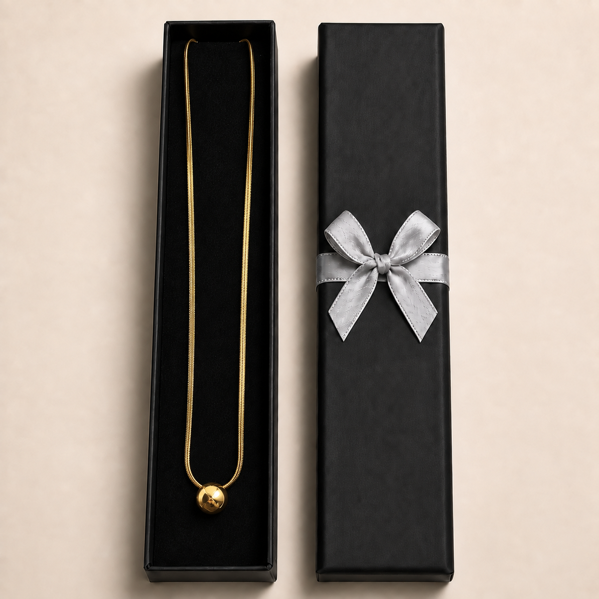 PO017G - Gold Smooth Ball Snake Chain Ogrlica