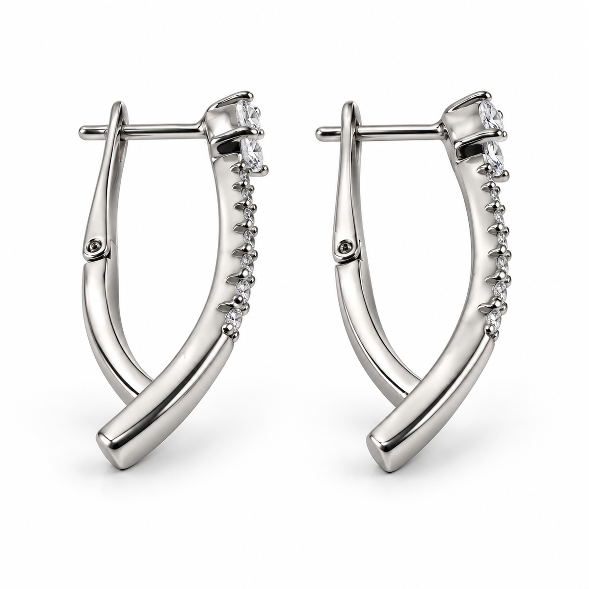PM188 - Silver Pear-Cut Pavé Sweep Leverback Minđuše