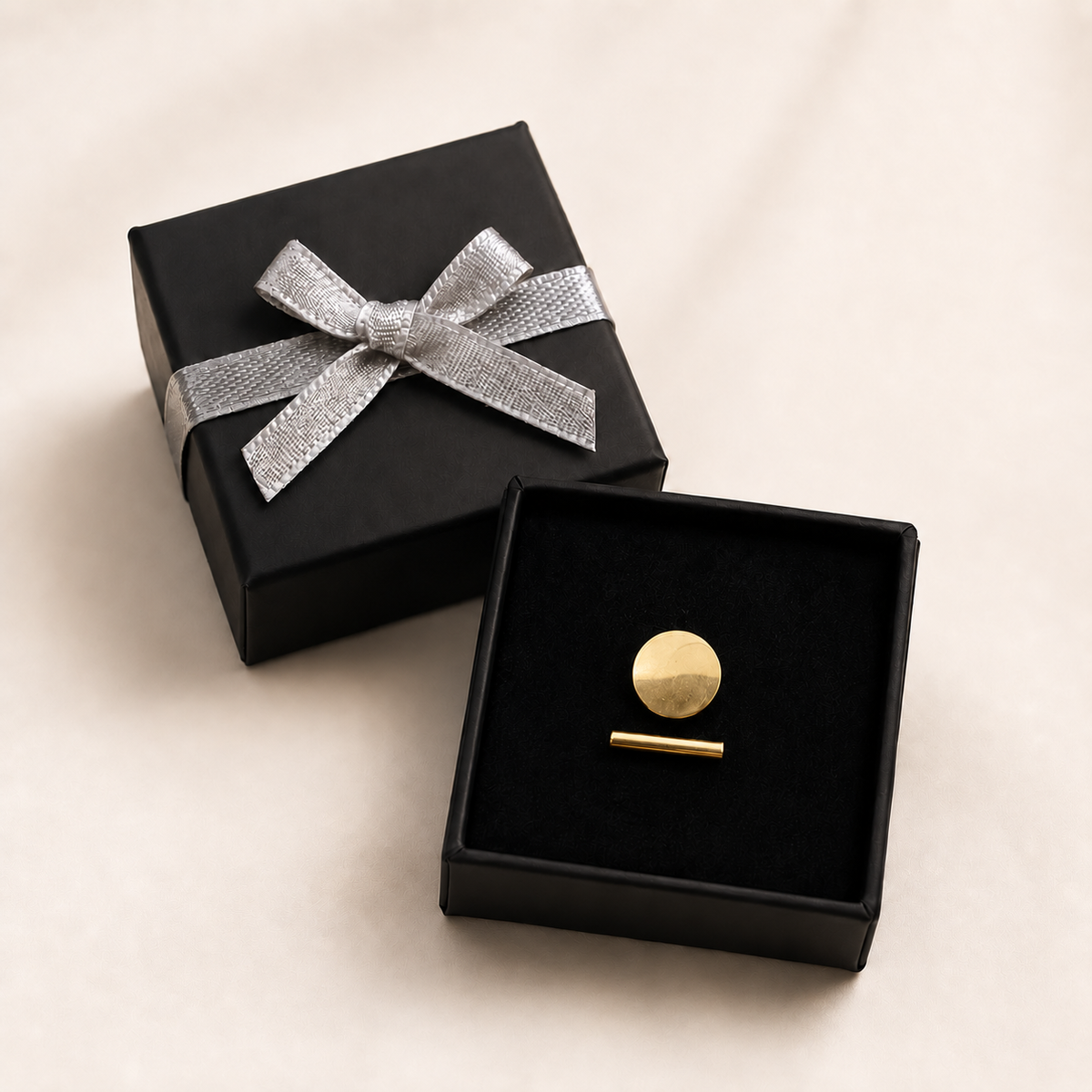 PP049G - Gold Bar & Disc Minimalist Open Prsten
