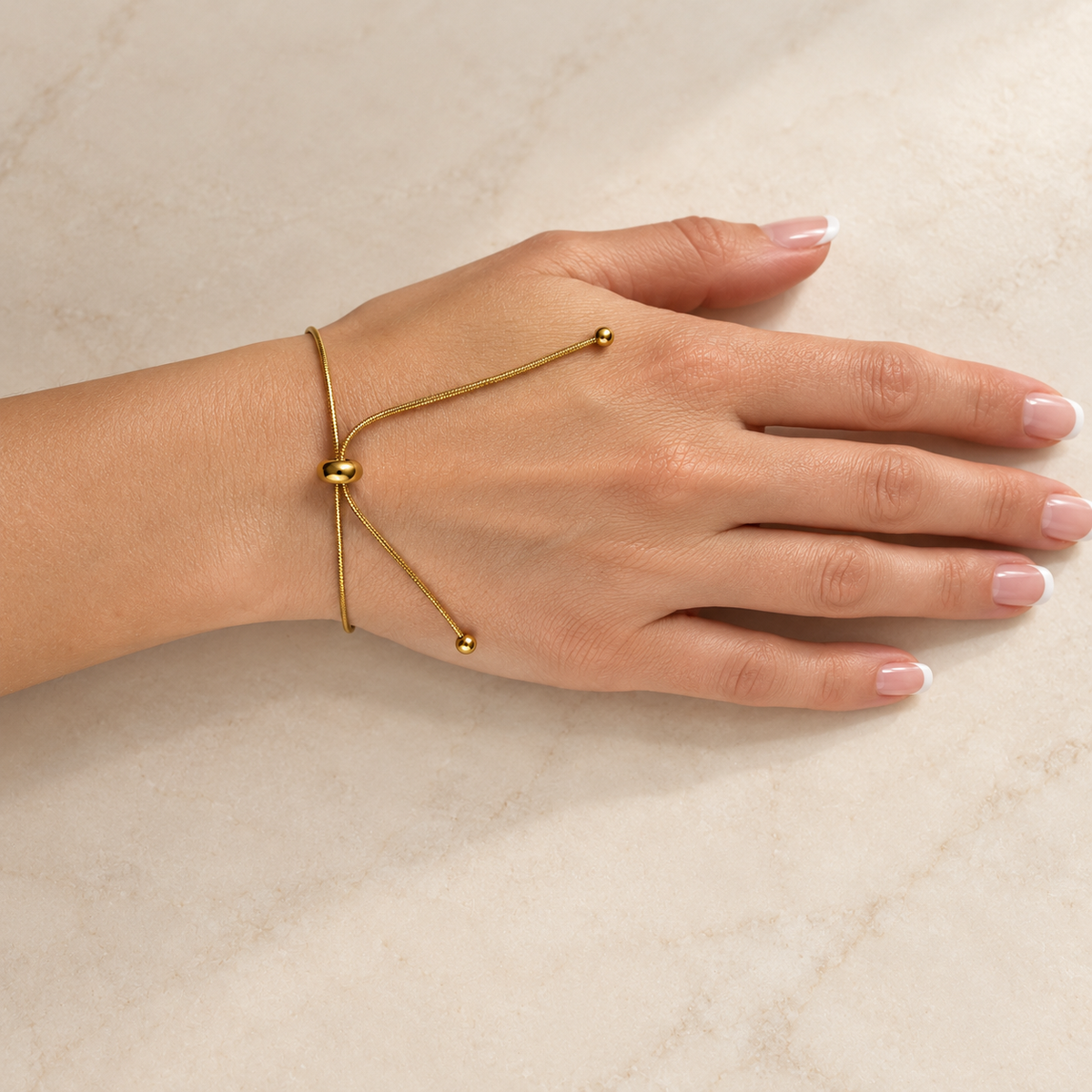 PN018G - Gold Twin Ball Drop Slider Snake Chain Narukvica