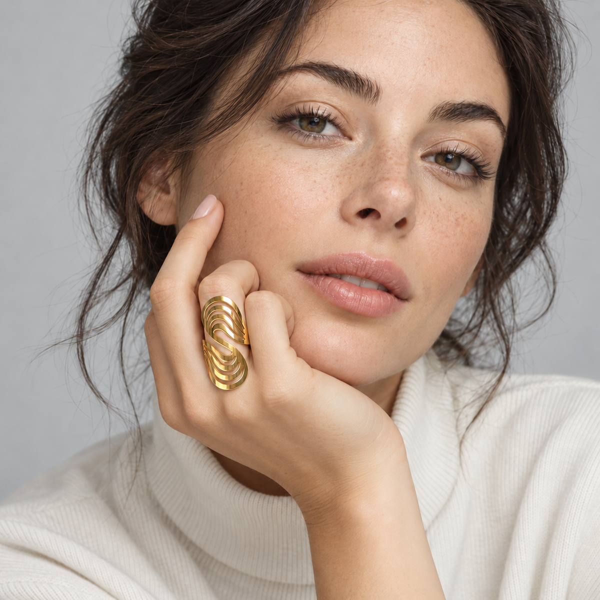 PP030G - Gold Openwork Leaf Wrap Prsten