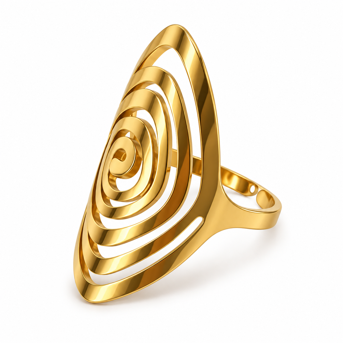 PP033G - Gold Concentric Teardrop Spiral Prsten od hirurškog čelika