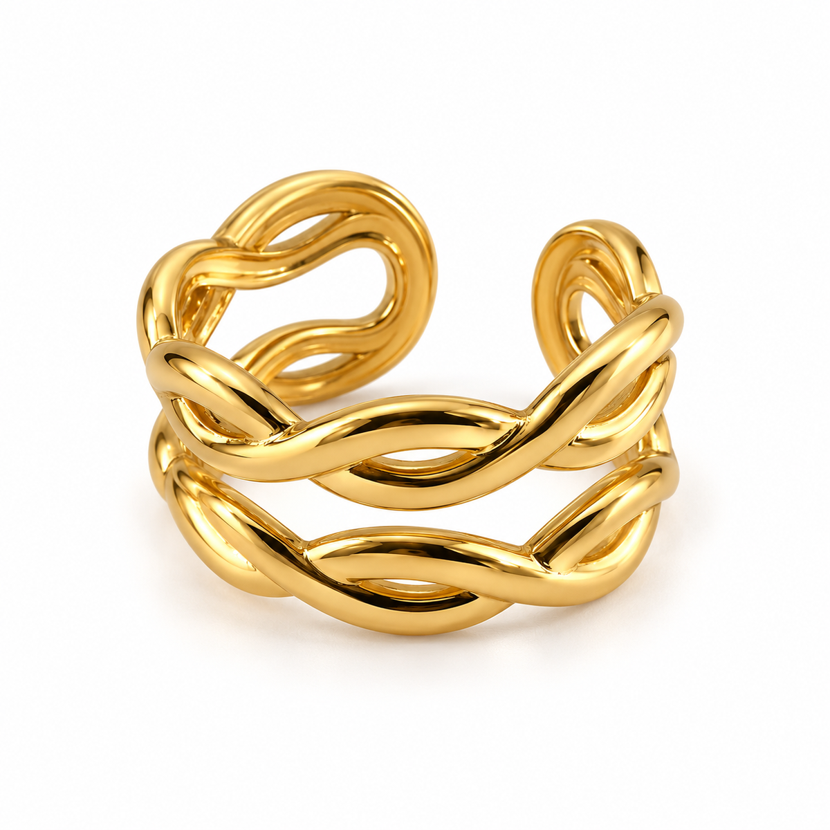 PP044G - Gold Double Row Interwoven Infinity Cuff Prsten sa dva reda isprepletanih infinity elemenata