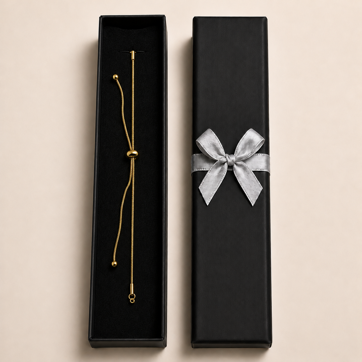 PN018G - Gold Twin Ball Drop Slider Snake Chain Narukvica