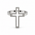 PP059 - Silver Openwork Cross Minimalist Prsten od hirurškog čelika