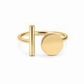 PP049G - Gold Bar & Disc Minimalist Open Prsten od hirurškog čelika