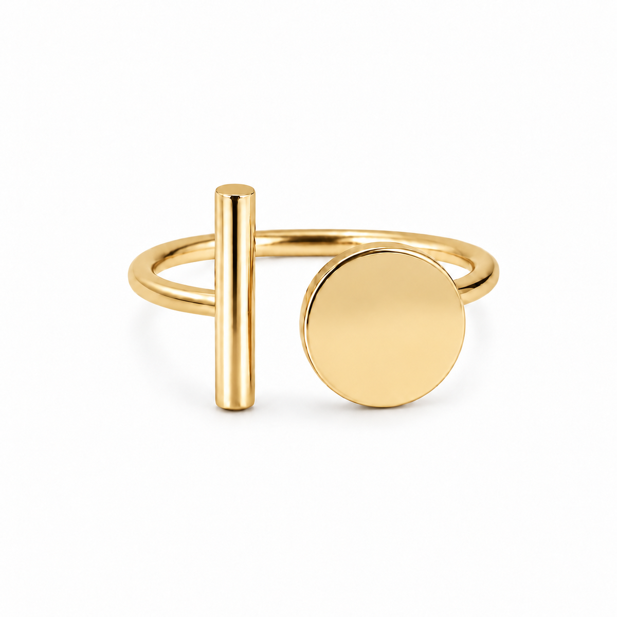 PP049G - Gold Bar & Disc Minimalist Open Prsten od hirurškog čelika
