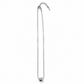 PO067 - Silver Smooth Ball Snake Chain Ogrlica od hirurškog čelika, tanka srebrna ogrlica sa jednom centralnom visokopoliranom kuglom, snake lančićem i produžetkom za podešavanje dužine na beloj pozadini