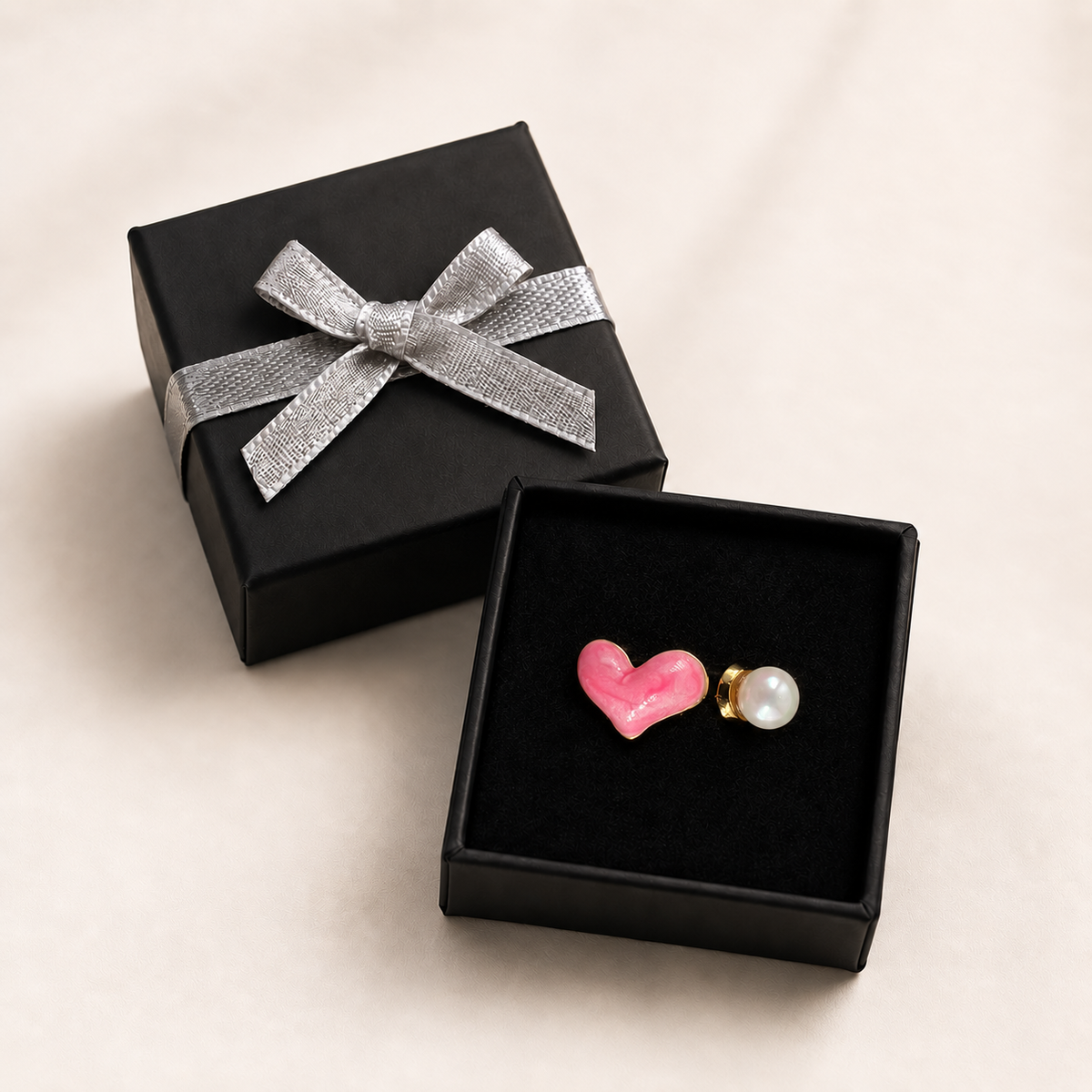PP031G - Gold Pink Heart & Pearl Bypass Prsten