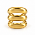 PP027G - Gold Triple Band Sculptural Open podesivi prsten od hirurškog čelika