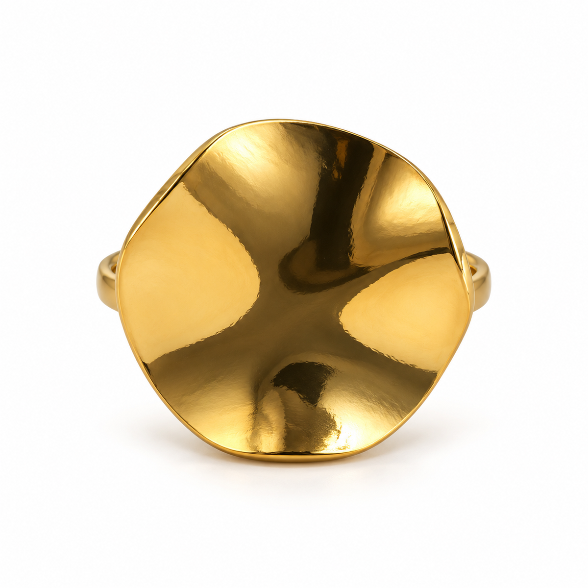 PP034G - Gold Sculptural Hourglass Statement Prsten sa širokom poliranom hourglass formom