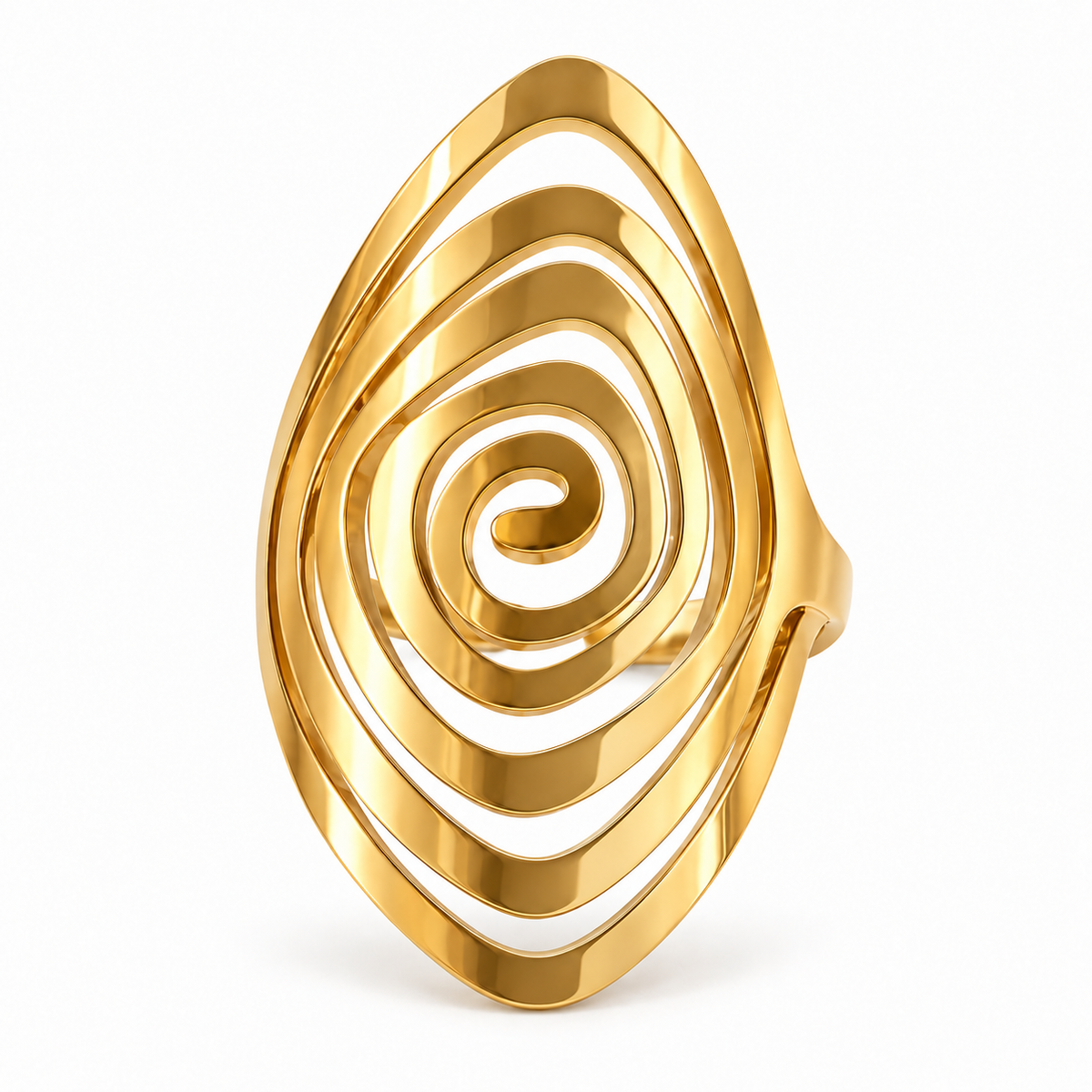 PP033G - Gold Concentric Teardrop Spiral Prsten sa otvorenim koncentričnim spiralnim dizajnom