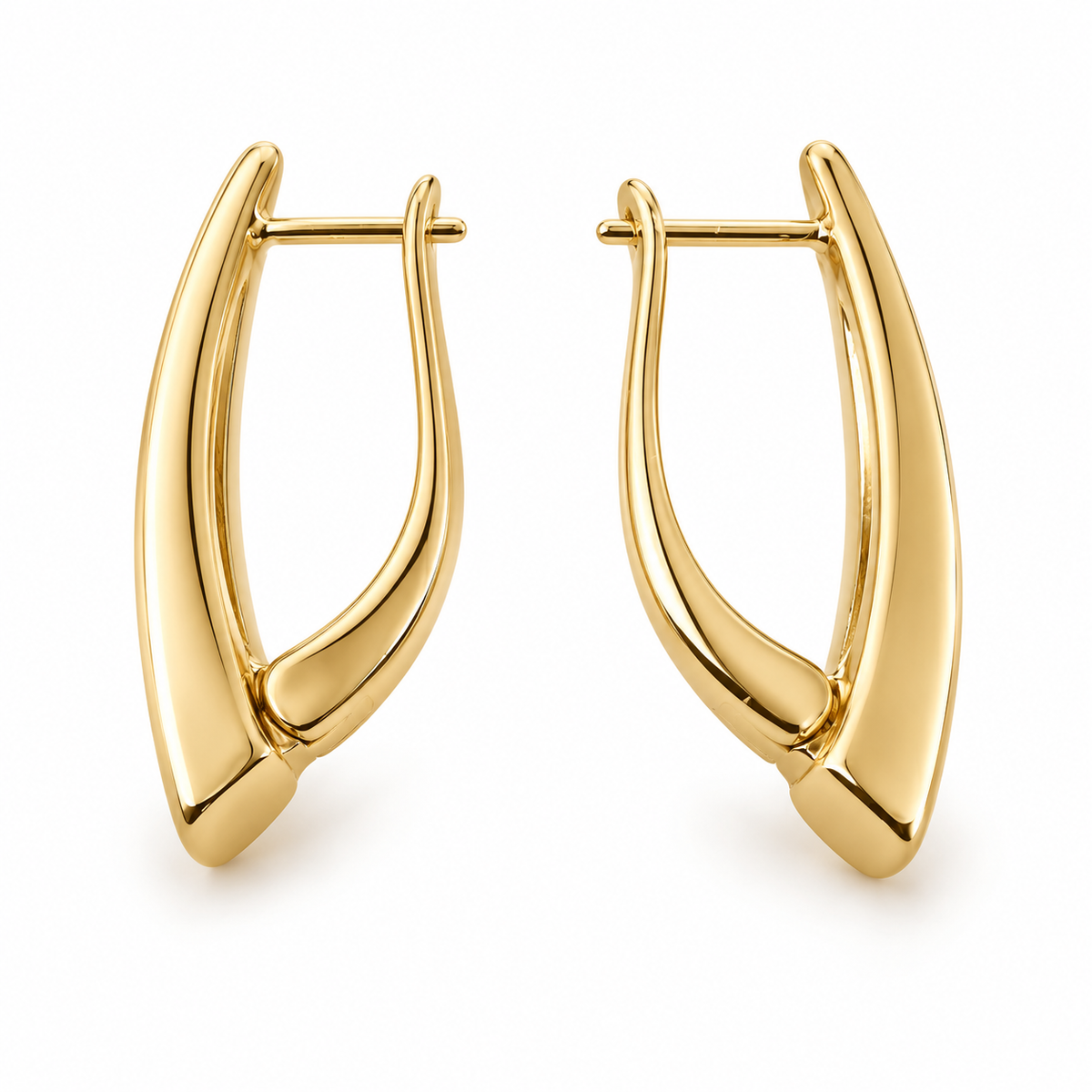 PM119G - Gold Sculptural Tapered Arc Hoop Minđuše