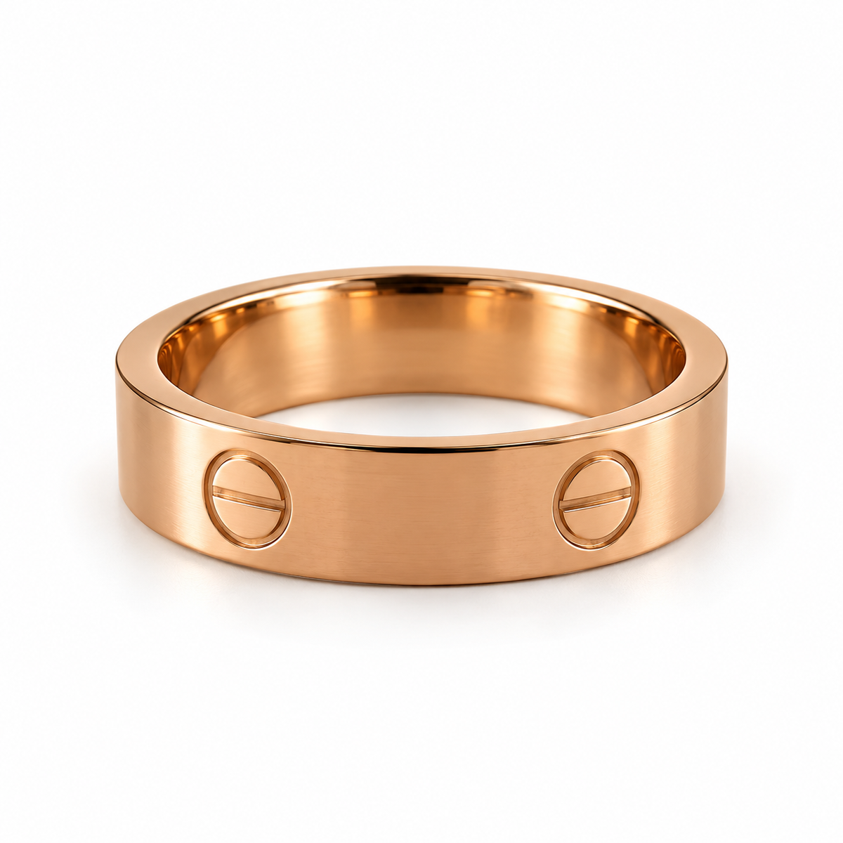 PP046G - Rose Gold Screw Motif Wide Band Prsten od hirurškog čelika