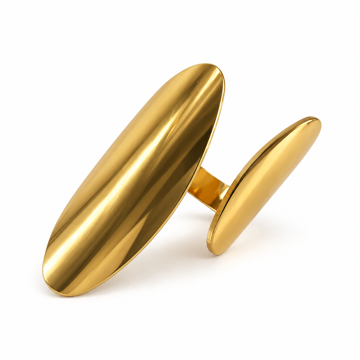 PP048G - Gold Double Oval Sculptural Open Prsten od hirurškog čelika