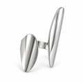 PP062 - Silver Double Oval Sculptural Open Prsten od hirurškog čelika