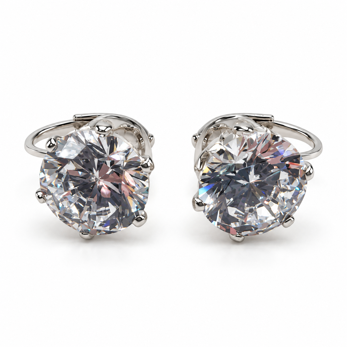 PM196 - Silver Round Solitaire Open Basket Leverback Minđuše