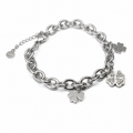 PN006 – Silver Chunky Rolo Chain Triple Clover CZ Charm Narukvica