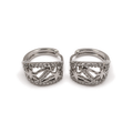 PM130 – Silver Starburst Filigree Pavé Huggie Minđuše