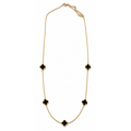 PO010G – Gold Black Five Clover Chain Ogrlica