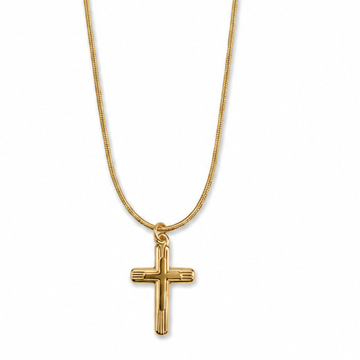 PO003G – Gold Ribbed Cross Snake Chain Ogrlica