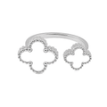 PP002 – Silver White Twin Clover Open Prsten