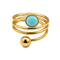 PP025G – Gold Turquoise & Ball Spiral Open Prsten