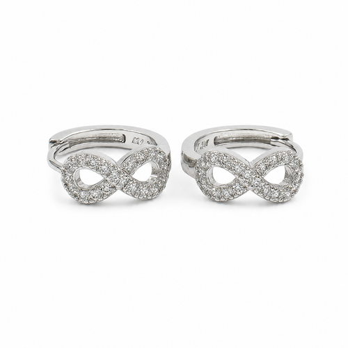 PM006 Silver Infinity Cirkoni Huggie Minđuše od hirurškog čelika