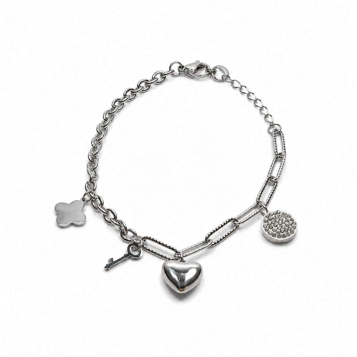 PN001 – Silver Multi-Chain Charm Narukvica